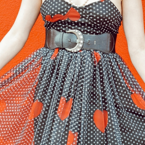 NWT Heart Polka Dot Party Midi Dress S:Small-Med - Picture 6 of 14